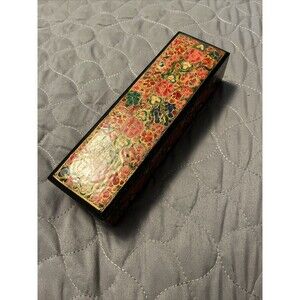 Jewelry box from Kashmir Art Paper hand painted and handmade long Flower Art